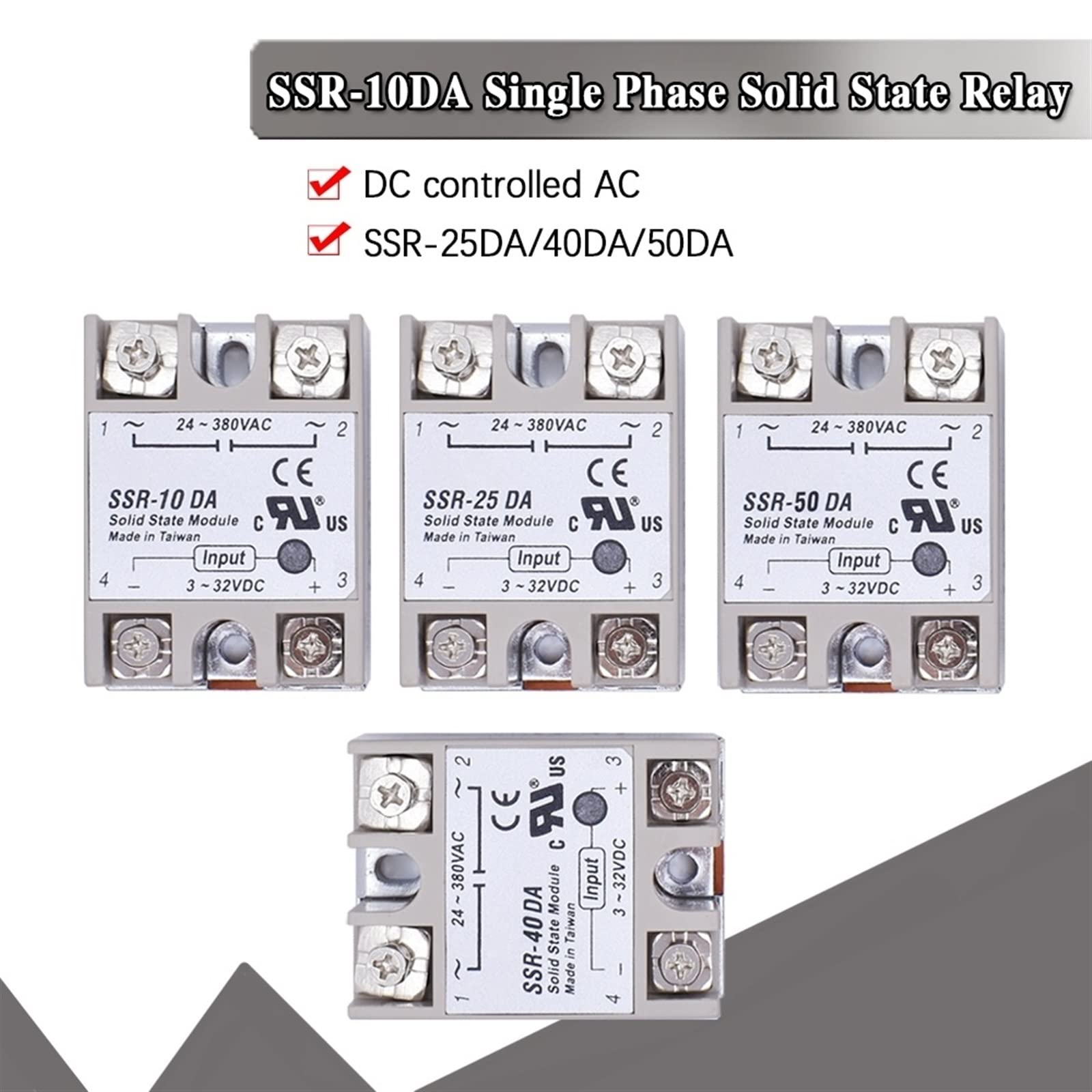 Relé de Estado sólido SSR-10DA SSR-25DA SSR-40DA 10A 25A 40A En Realidad 3-32V CC a 24-380V CA SSR 10DA 25DA 40DA | Ssr-10da