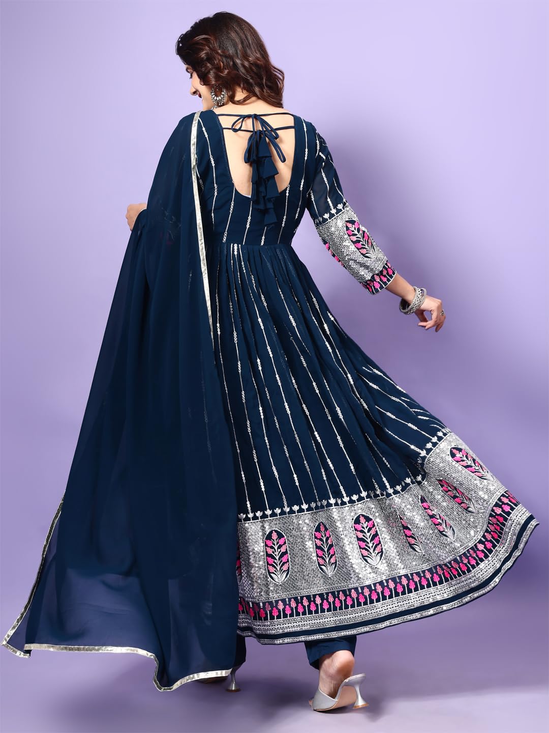 Fashion Basket Georgette Anarkali Dress For Women Blue