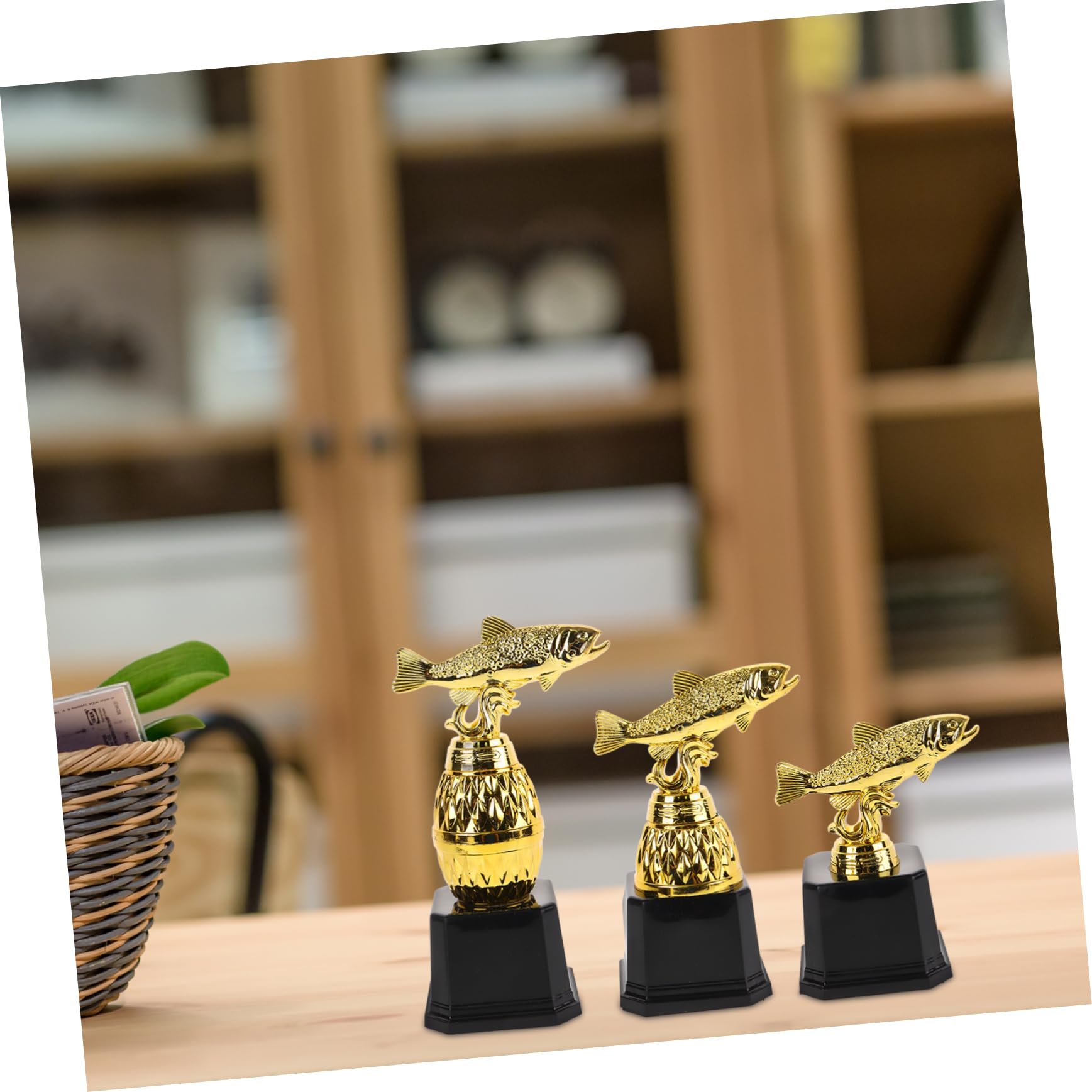 Mini Trophée Pêche Concours Lot de 3, Plastique pour Garçon et Filles