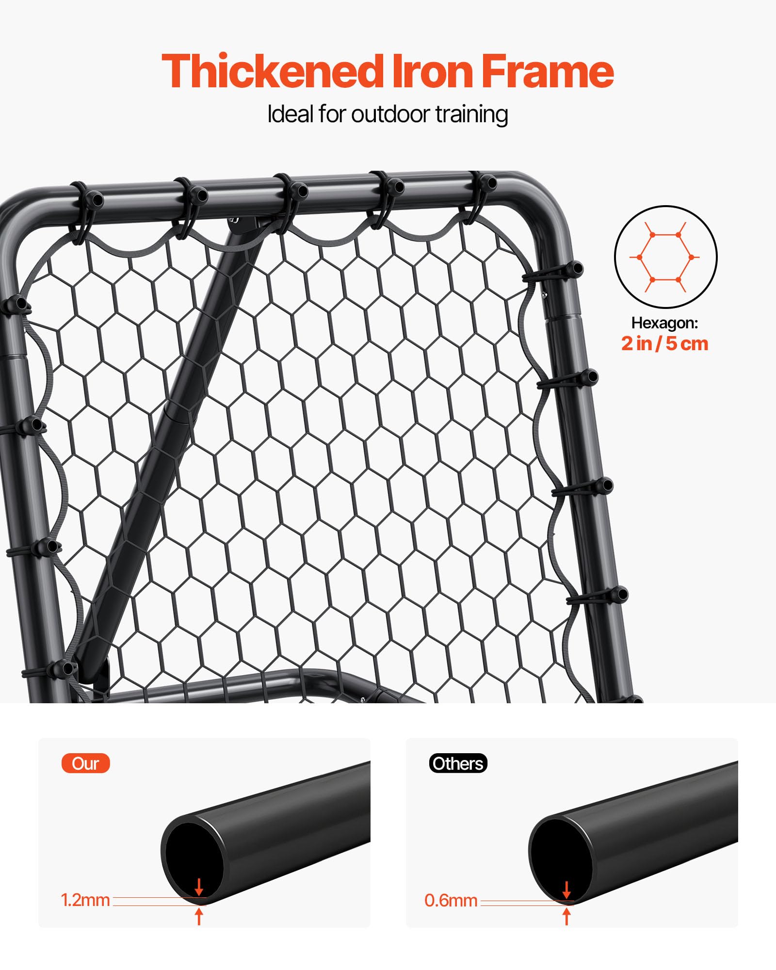 VEVOR Rete da Rimbalzo da Calcio 86,36 x 86,36 cm Rete da Porta, Angoli Completamente Regolabili, Attrezzature per Bambini, Adolescenti e Tutte le Età, Facile Installazione e Conservazione Perfetta
