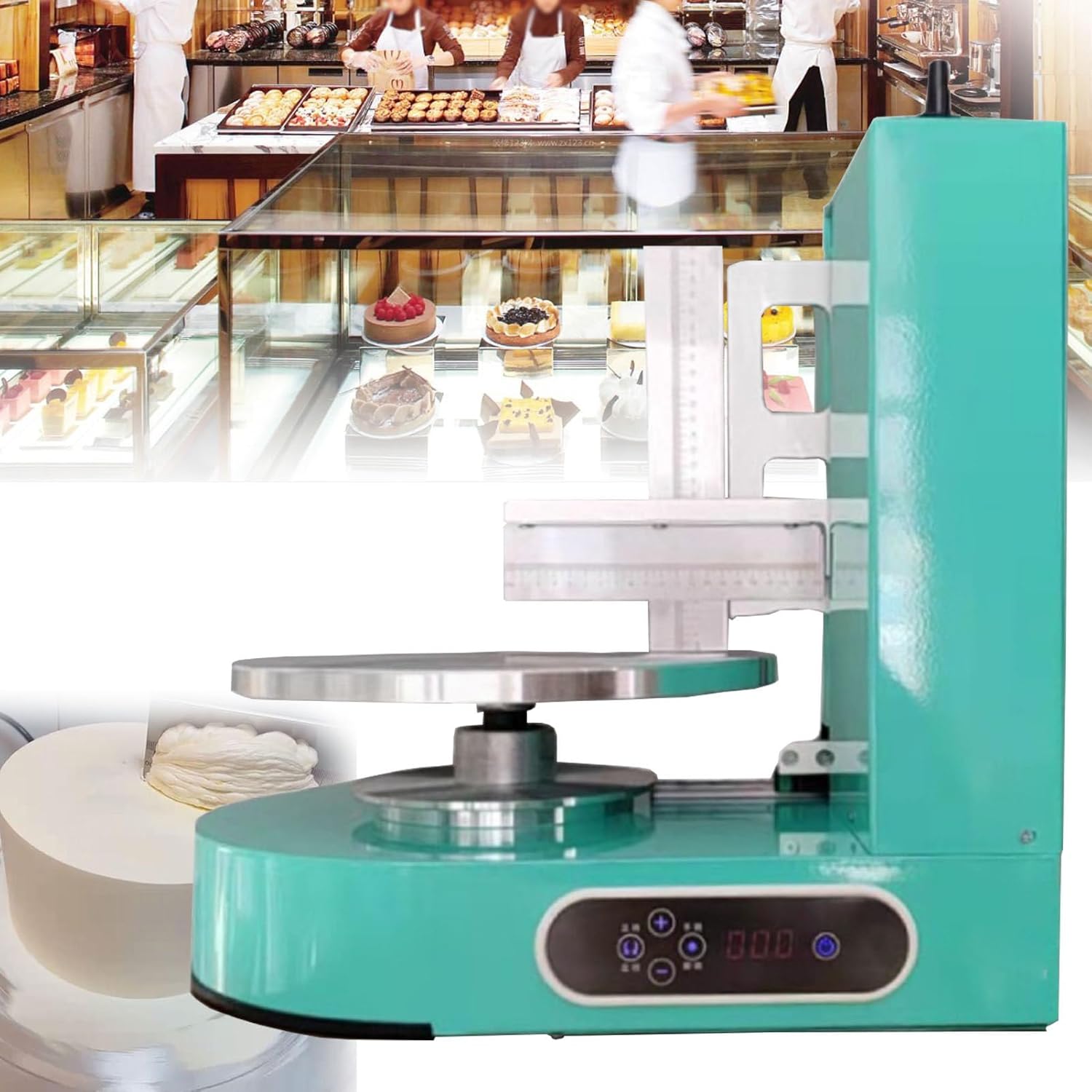 Automatic Decorating Cake Coating Smoothing Scraping Machine, Cake Cream Scraper, Electric Cake Icing Machine (Green)
