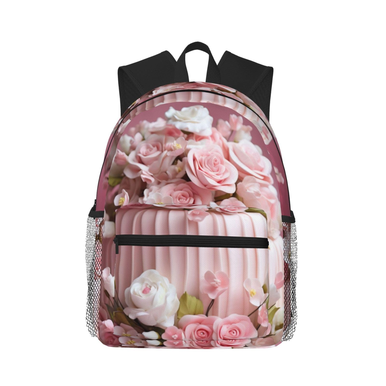 ASSORT Beautiful Flower Cake Print Laptop Backpack Anti Water Bag For Men Women, Travel, College, Work, And Business