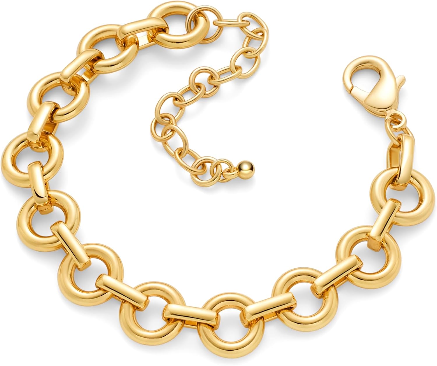 Two Tone Paperclip Link Chain Bracelet for Women Men Gold And Silver Bracelet Chunky Thick Large Circles Link Chain Bracelet Fashion Unisex Jewelry