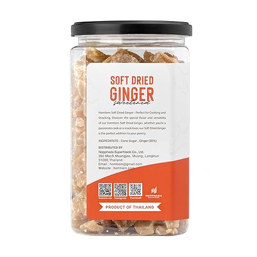 Miniatura 3 de Homtiem Jengibre cristalizado seco (16 onzas) Masticable y delicioso jengibres secos, sin colores artificiales