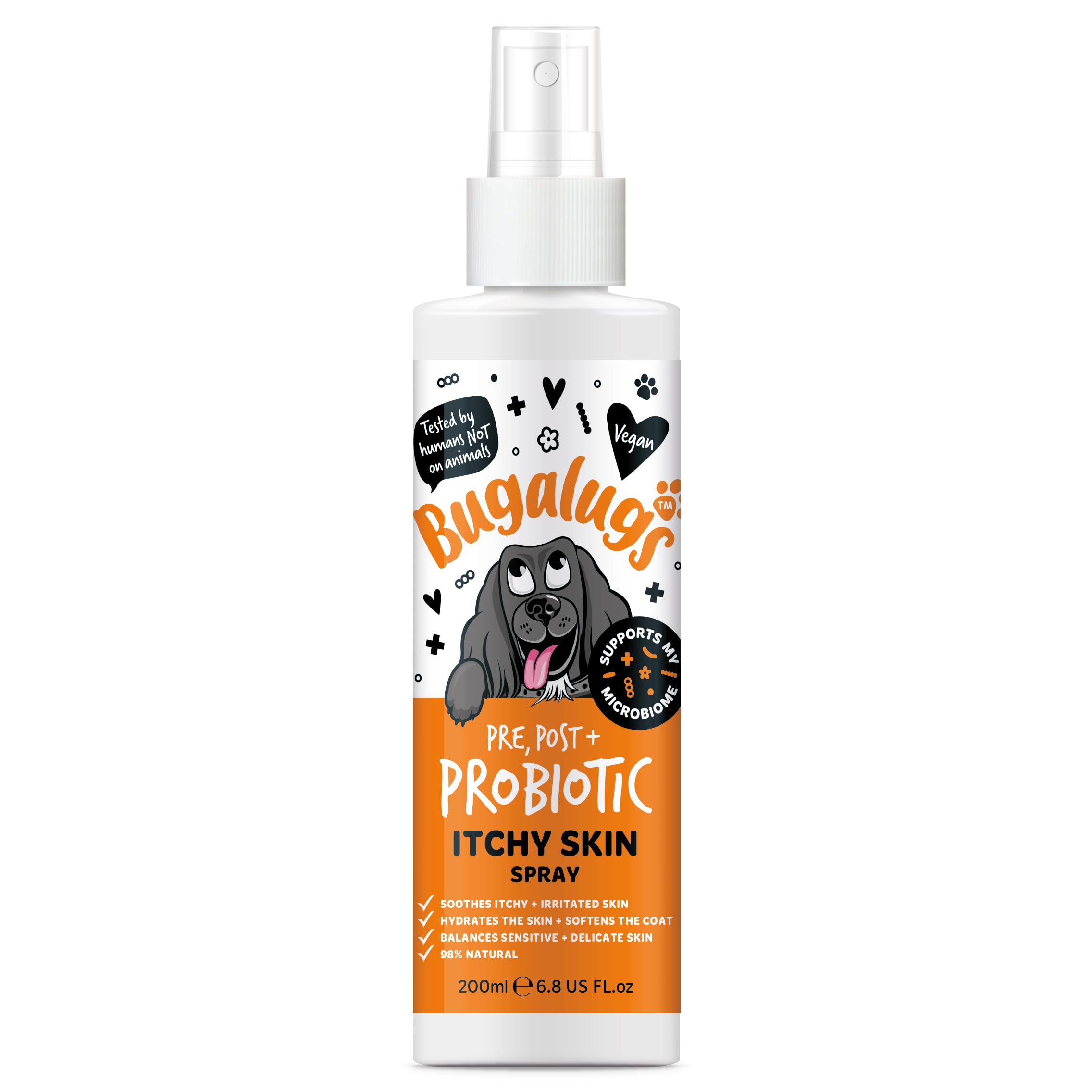 Bugalugs Probiotics for Dogs Natural Itchy Skin Spray with Pumpkin Powder for dogs – Soothes Itchy & Irritated Skin, Supports Microbiome, Itchy Ears (Probiotic Itch Spray)