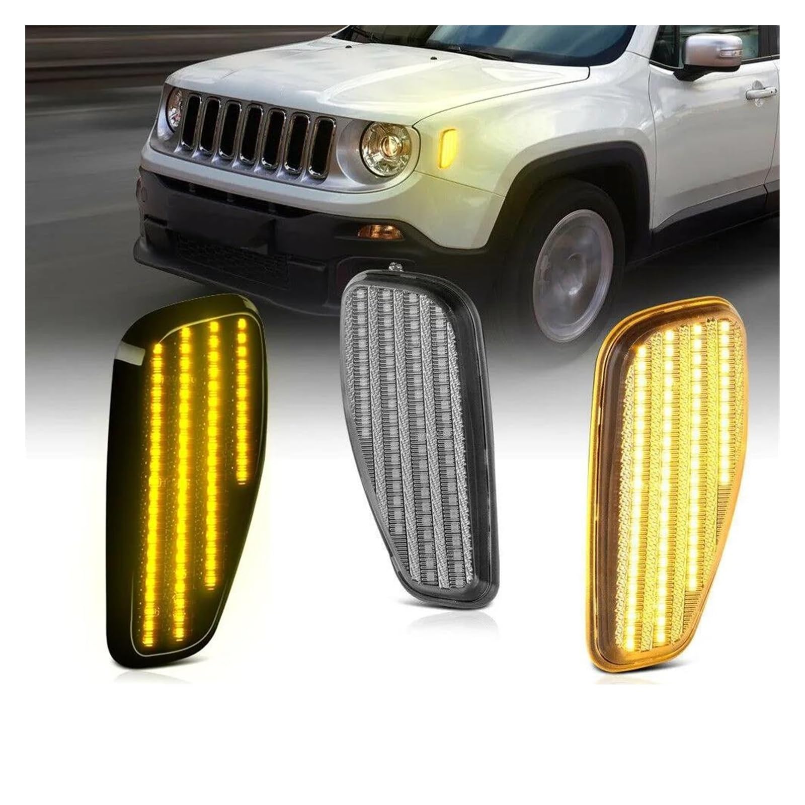 Amazon | 用 レネゲード BU 2014-2021 2pc クリアレンズ LED フロント