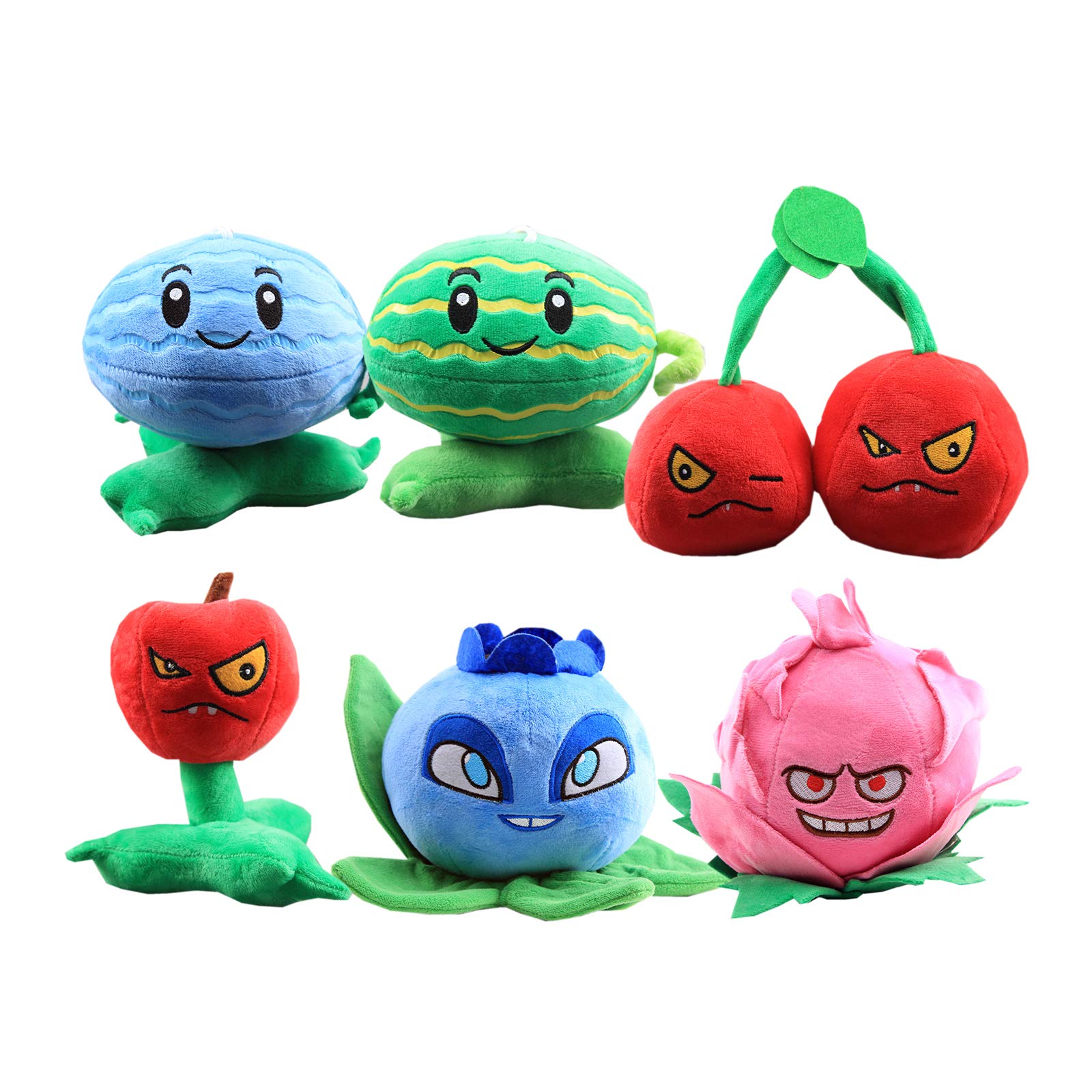 6 Stück Obst Kuscheltiere Kirsche Wassermelone Blaubeerkirsche Plüschtier Pflanzen Plüsch Spielzeug Puppen 14-20cm