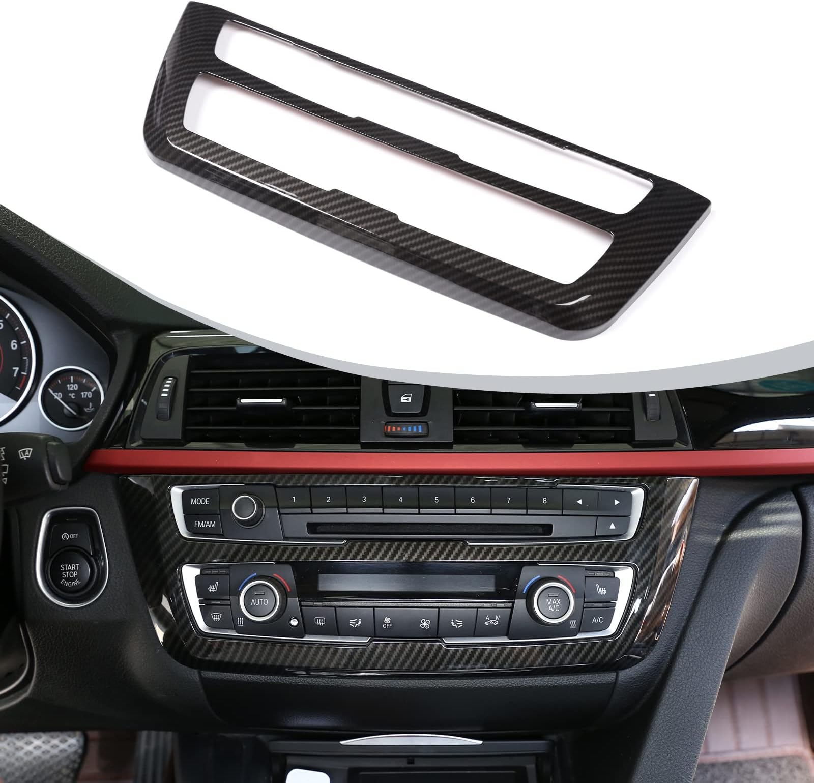 Carbon Fiber Style ABS Plastic Center Decoration Frame Trim For 3 4 Series GT F32 F34 2013-2018
