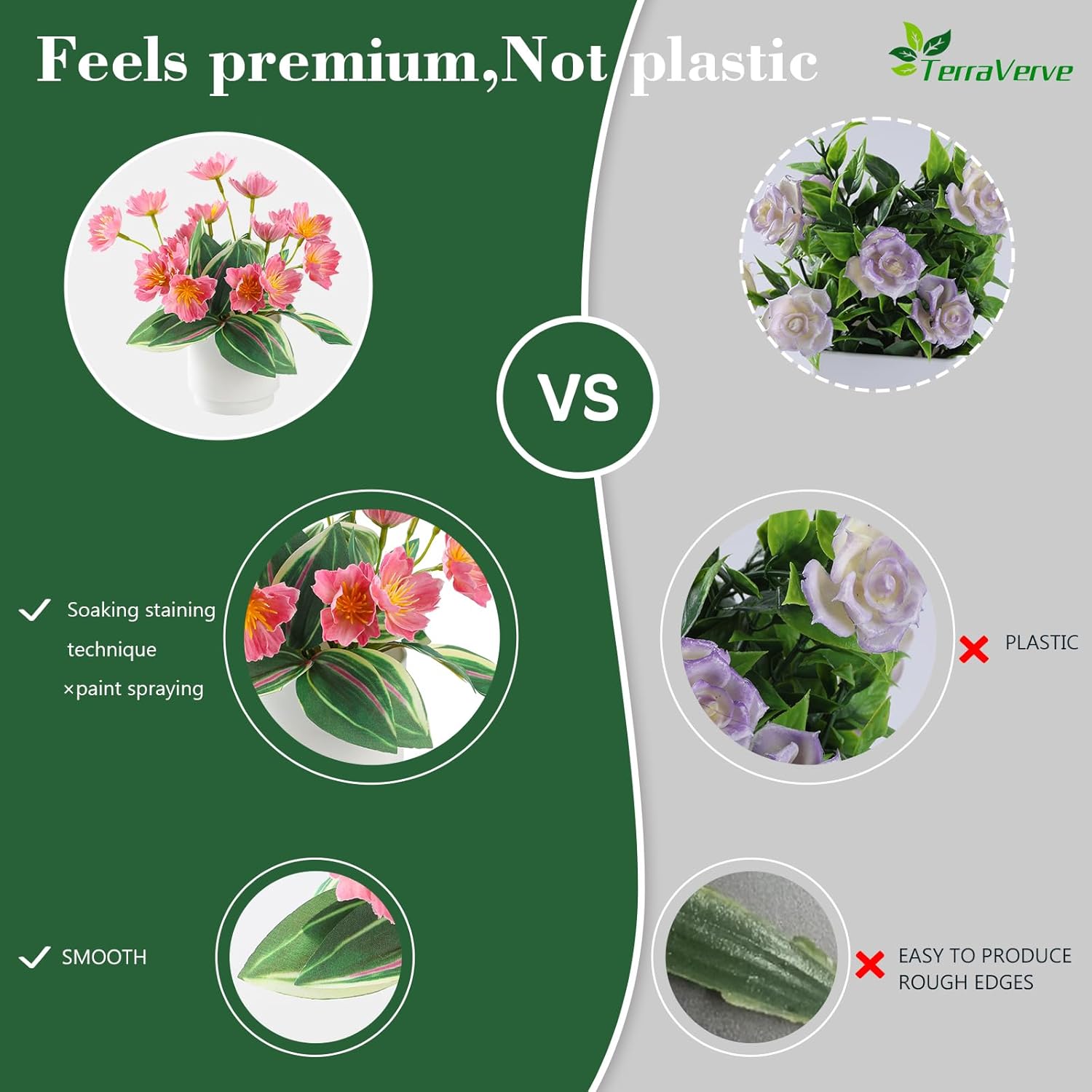 2-Piece Artificial Mums Set & Silk Flowers| Fake Flowers Indoor Planters for Living Room, Bedroom, Bathroom & Office Decor | Boho Style Artificial Plants & Flowers Decor - Image 4