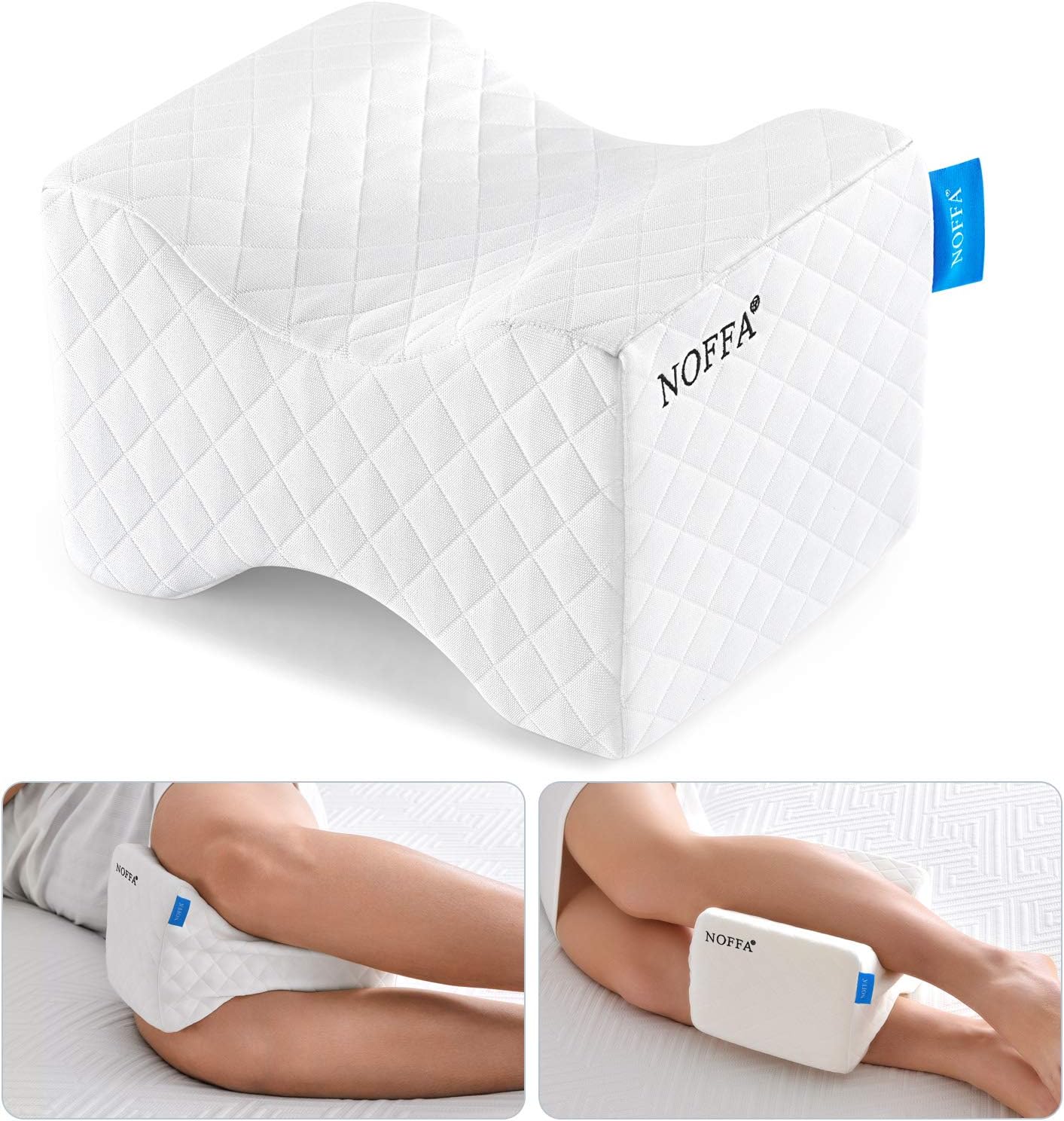 NOFFA Orthopedic Knee Pillow, Memory Foam Leg Pillow for Sleeping, Leg