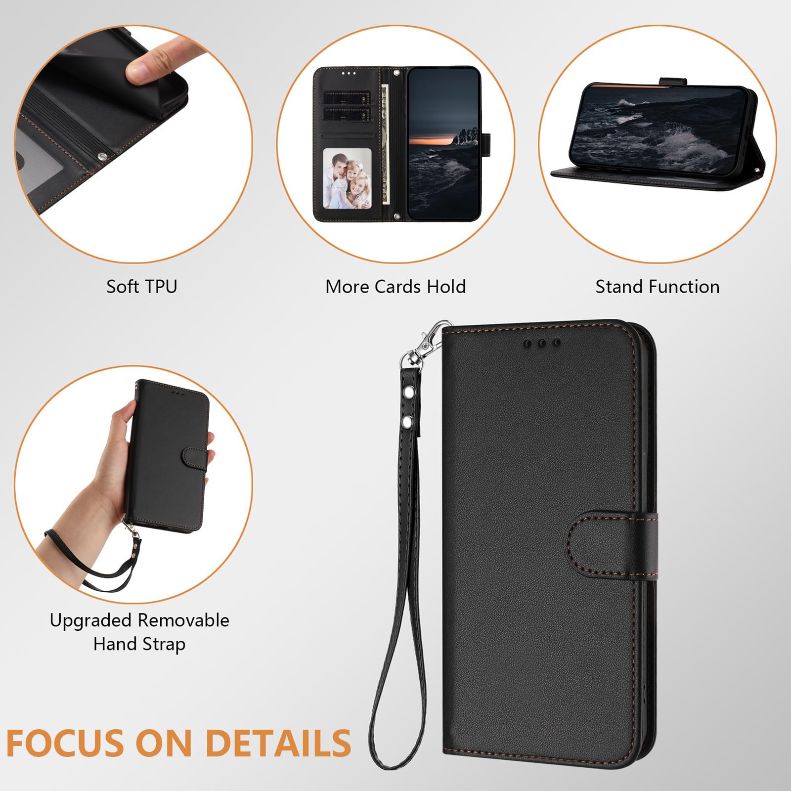 XINQCASE per Samsung Galaxy A51, Custodia a Portafoglio in Pelle PU [Tracolla Staccabile], Flip Libro Custodia Cover per Samsung A51, Nero