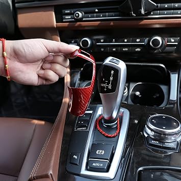 YIWANG 100% Real Carbon Fiber Red Gear Shift Knob Cover Trim for BMW F20 F30 F31 F34 X5 F15 X6 F16 X3 F25 X4 F26 F10 Left Hand Driving