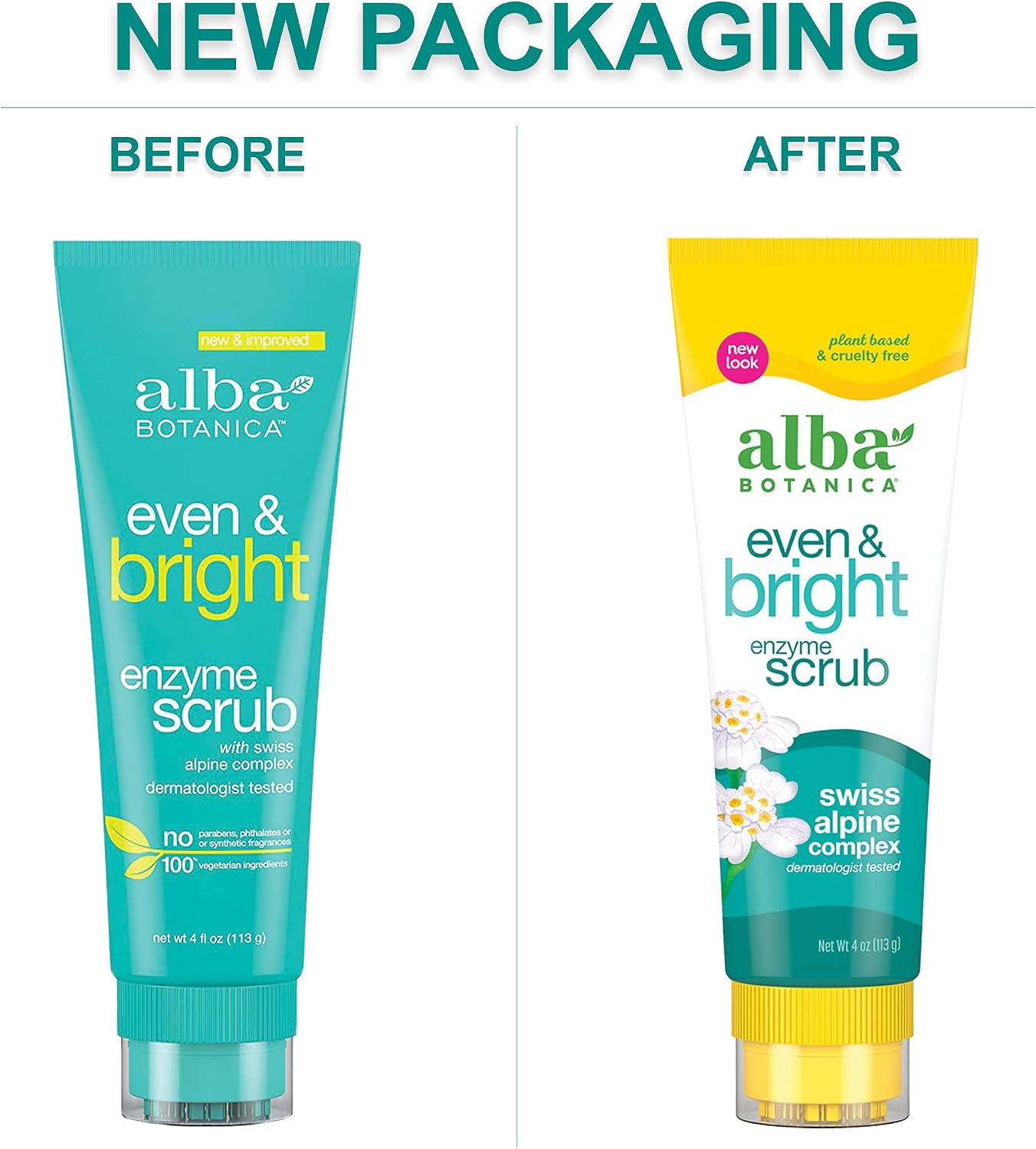 Alba Botanica Even & Bright Enzyme Scrub, 4 Oz (Packaging May Vary)