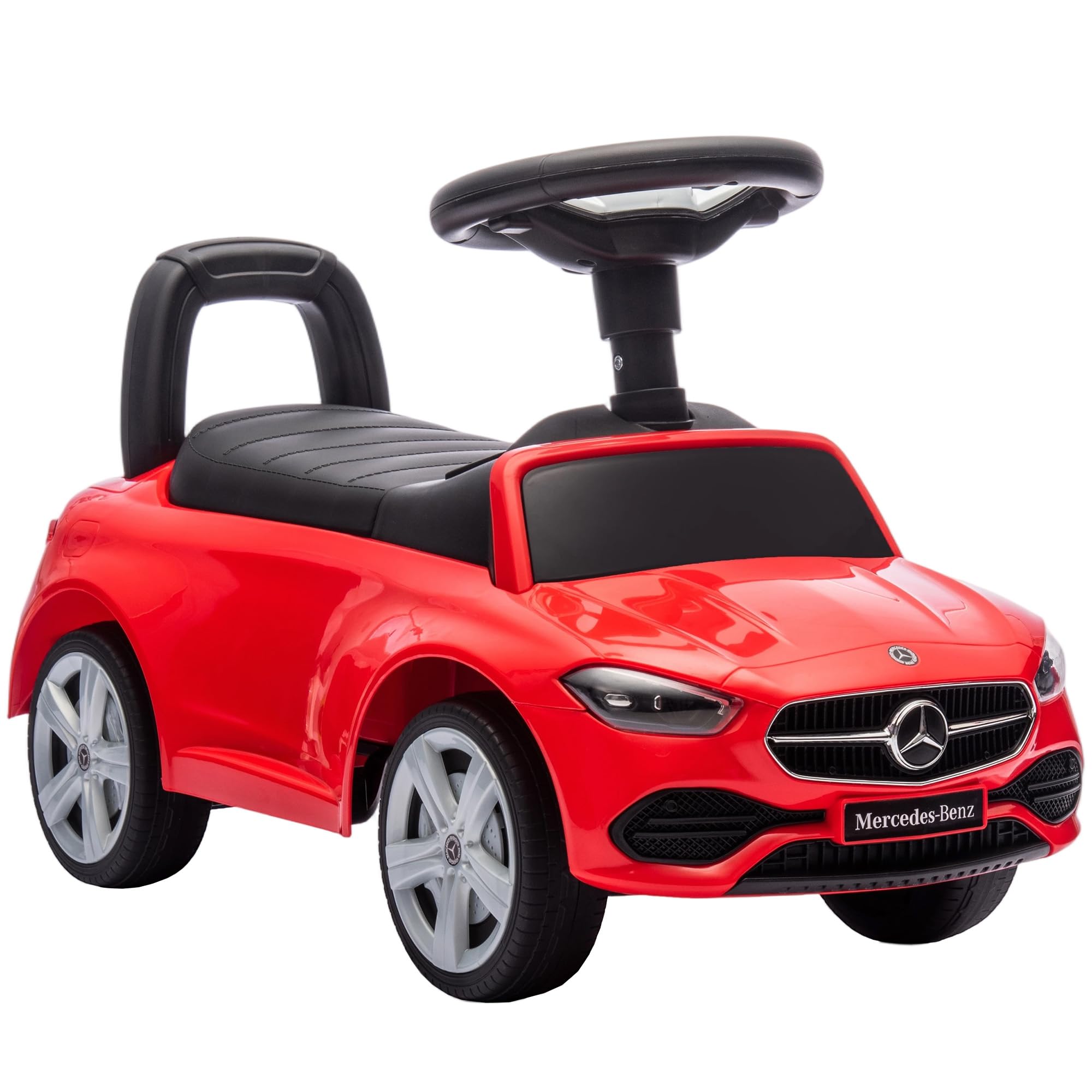AIYAPLAY Coche Correpasillos para Niños de 18-36 Meses Mercedes-Benz Clase C, Correpasillos con Bocina, Volante, Sonidos de Motor y Espacio de Almacenaje, 65x28x39 cm, Rojo