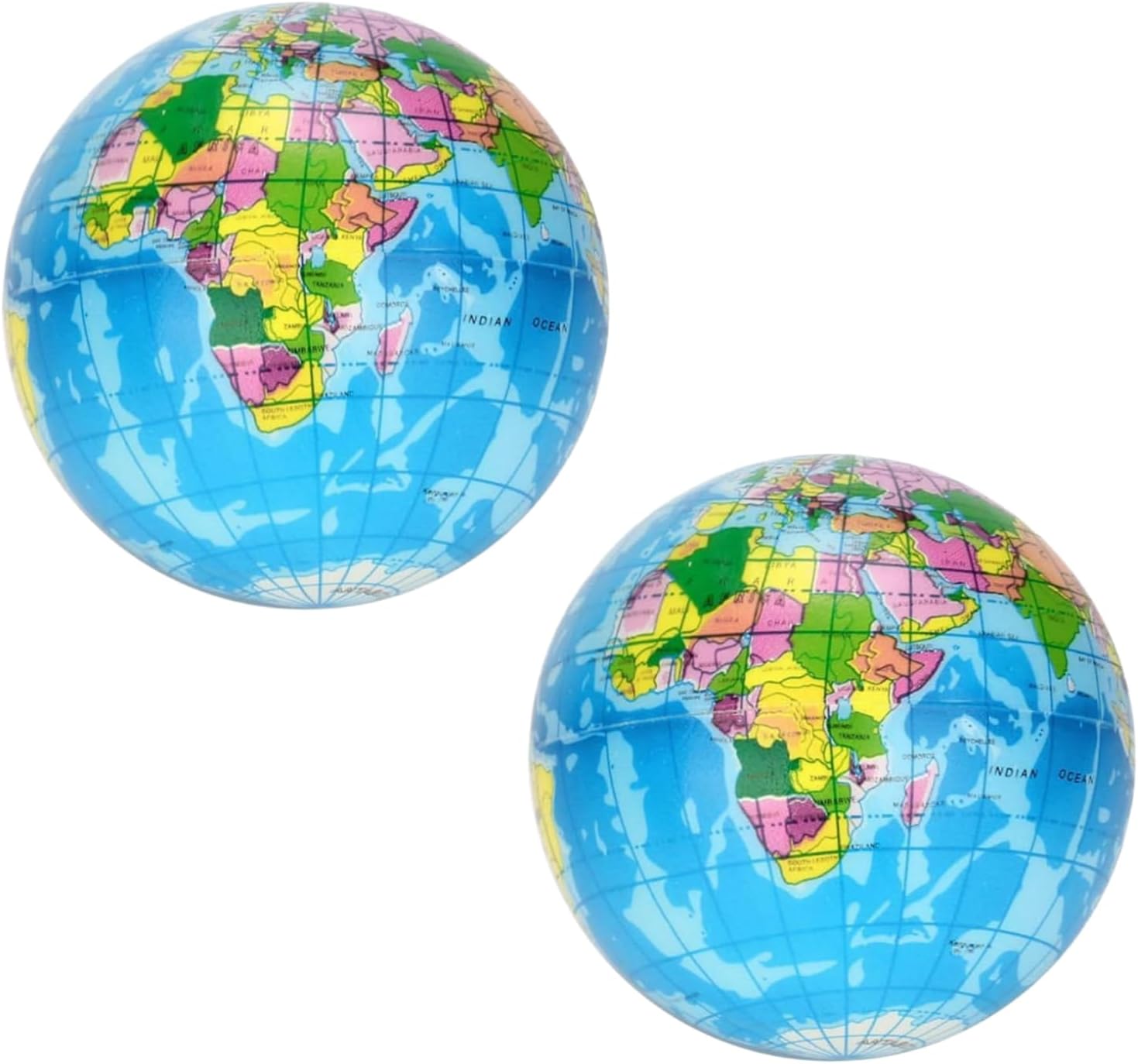 2Pcs Blue Squishy Squeeze ,World Map Globe Palm Ball Slow Rising Stress Relief Birthday Xmas Gifts Xmas Stocking Fillers Party Bag Gifts (7.6CM),Novelty and Gag