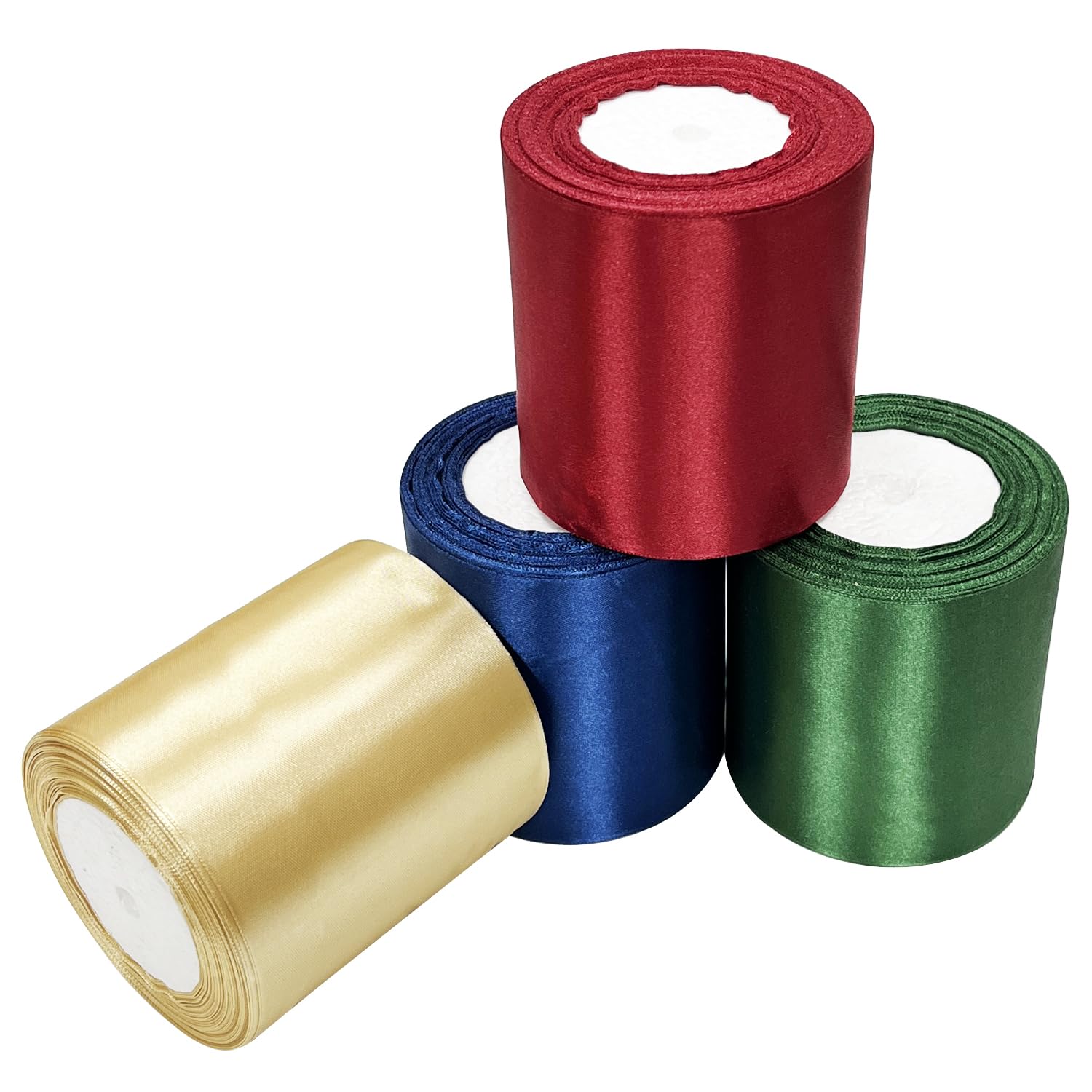 Haobase Ruban De Satin Double Face En Polyester - 100 Mm × 22 M - Pour Travaux Manuels, Noël, Saint-Valentin, Bouquets, Bricolage, Couture, Gâteau, Mariage, Fête - Doré