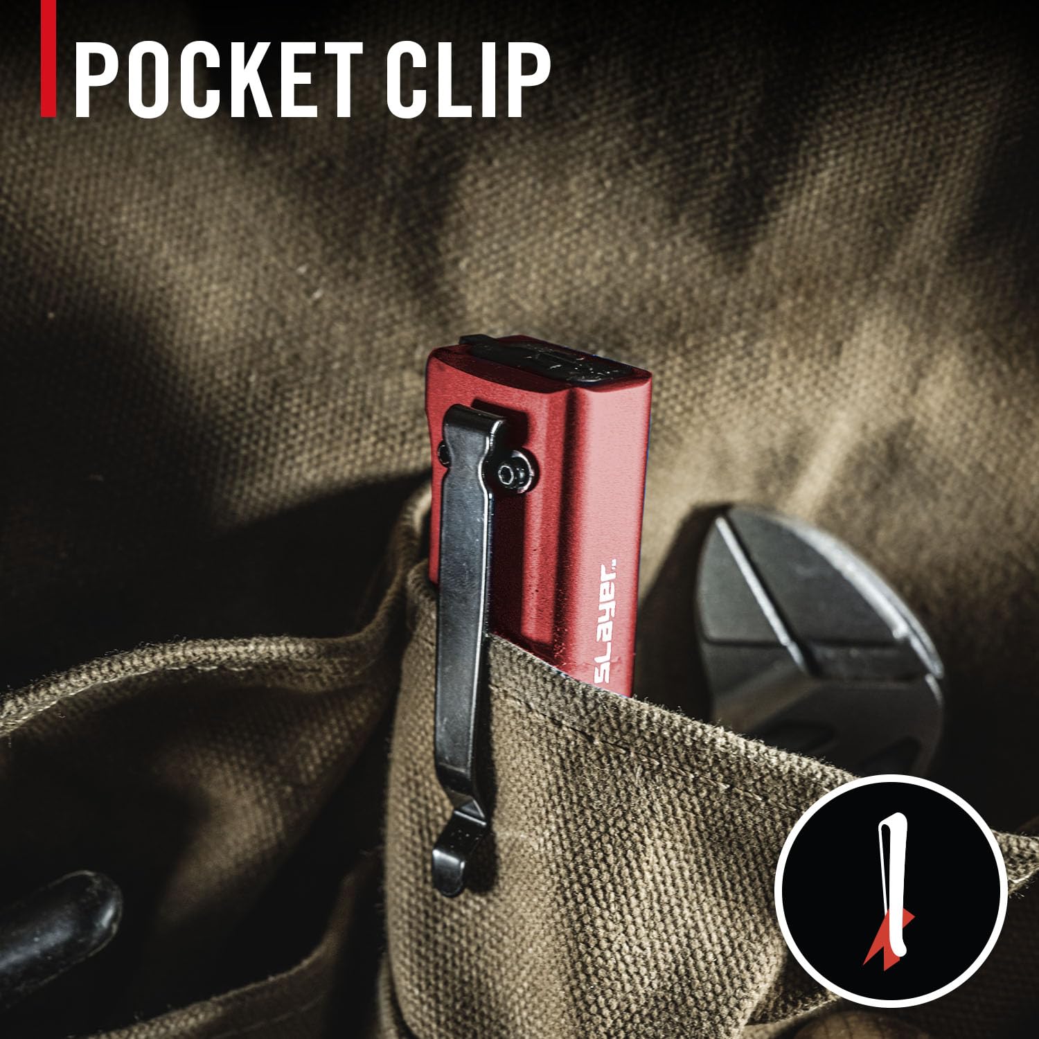 Coast Slayer Lampe torche LED rechargeable USB-C 1150 lumens avec spot/inondation, mode mémoire et clip de poche, rouge