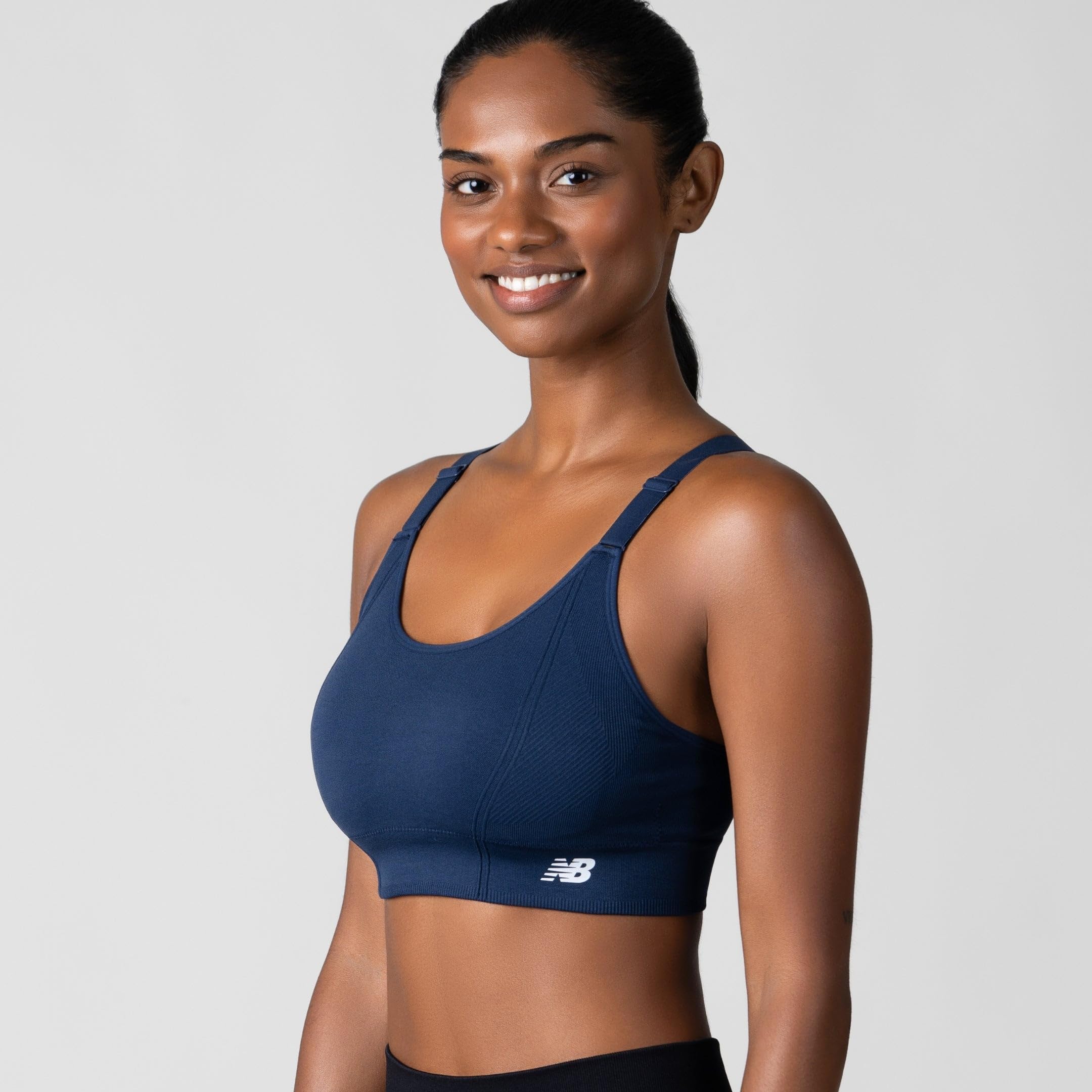 New Balance Confezione da 2 Reggiseni Sportivi da Donna, Senza Cuciture, Senza Ferretto, Imbottiti, Cinghie Regolabili per Allenamento, Sostén Deportivo