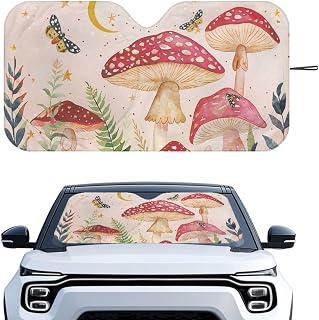 Mushroom Butterfly Sun Shade for Car Windshield with Shortage Bag Windshield Cover Heat Insulation Protection Automotive Window Sunshade for Big Sedan Van SUV