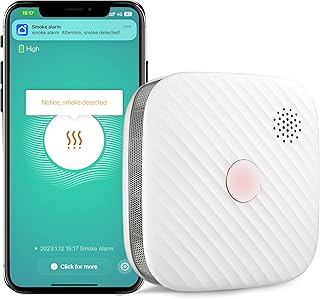 Smart Rauchmelder WLAN,Vernetzt Rauchmelde mit Magnethalterung,Photoelektrischem Sensor und austauschbarer Batterie,Homematic Feuermelder für Smart Home (1-Pack)