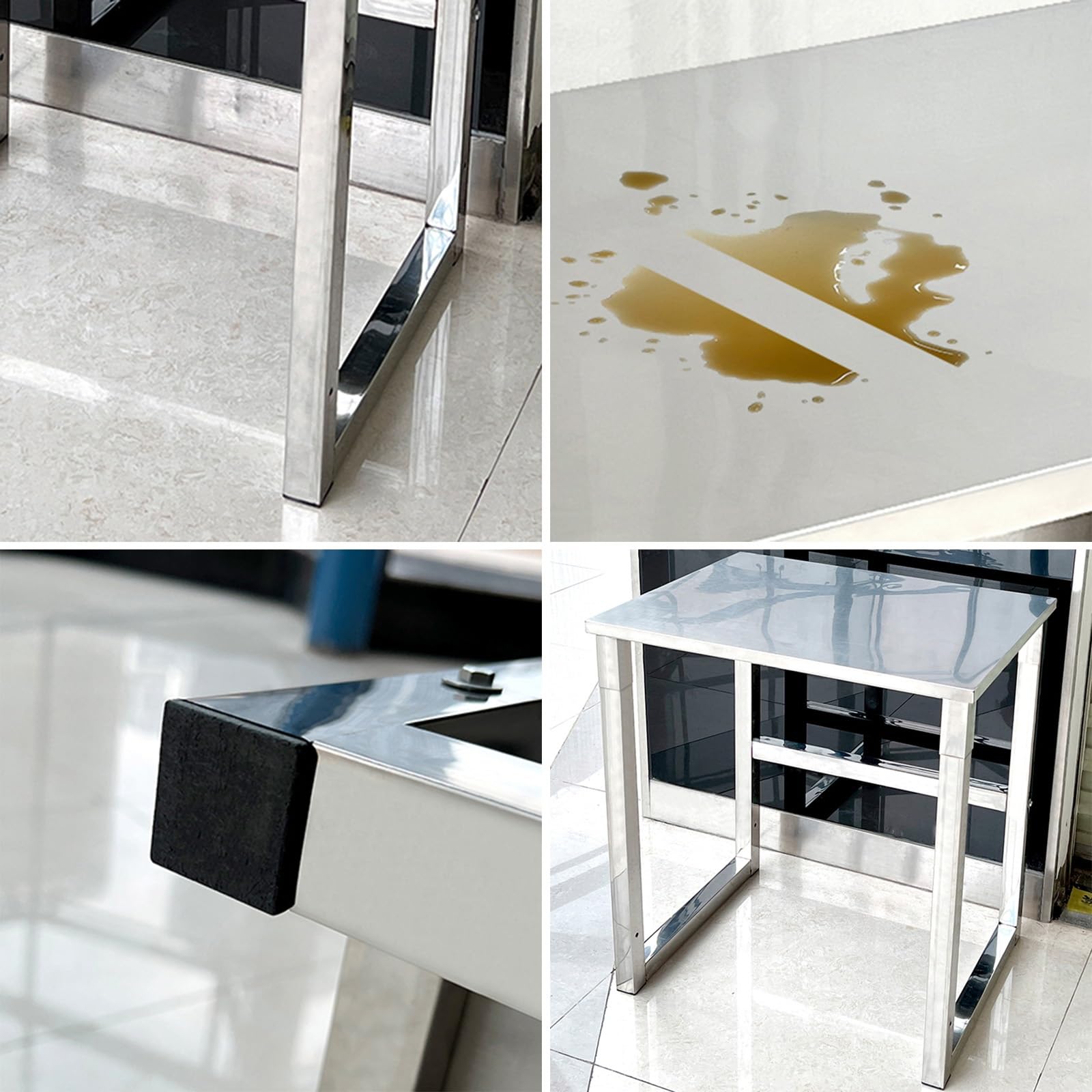 Banco da lavoro in acciaio inox resistente, tavolo da imballaggio di grado commerciale per magazzino e cucina, robusto scaffale in metallo per la preparazione di alimenti e vasche per pesci dal design
