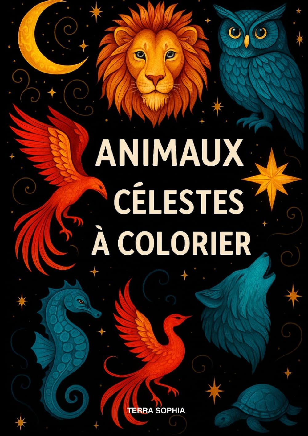Animaux célestes à colorier: 25 dessins mystiques à colorier pour la relaxation, la pleine conscience et la créativité
