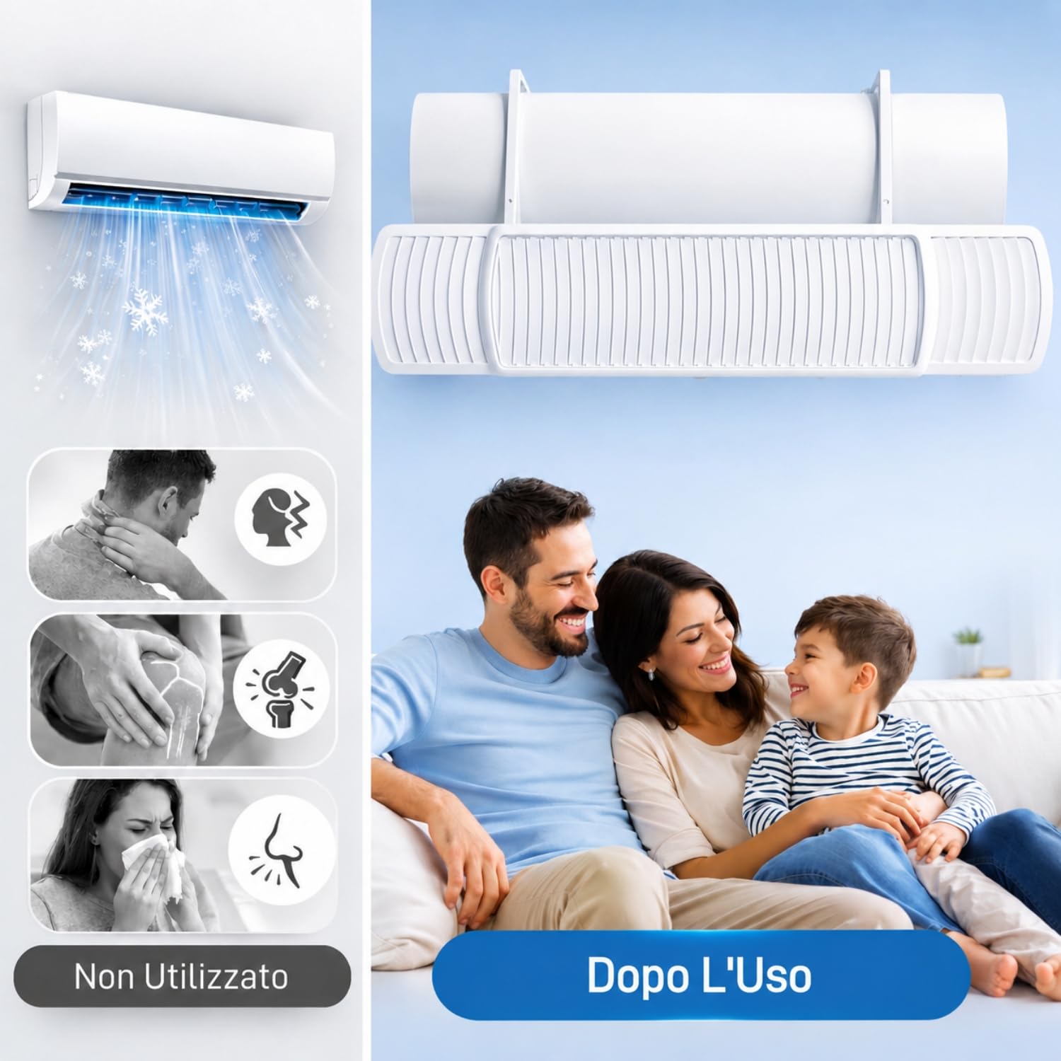 Deflettore Condizionatore, Deviatore Aria Condizionatore Regolabile Retrattile 60-95CM, Deflettore Condizionatore Universale Anti Soffiaggio Diretto ABS Bianco per Casa Ufficio Camera BANJEKT