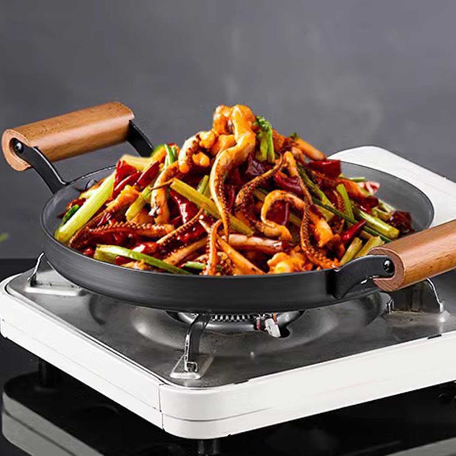 Aluminum Alloy Braiser Multifunction Induction Cooking Fry Pan Dual Handles Cookwares Commercial Home Kitchen (26cm)