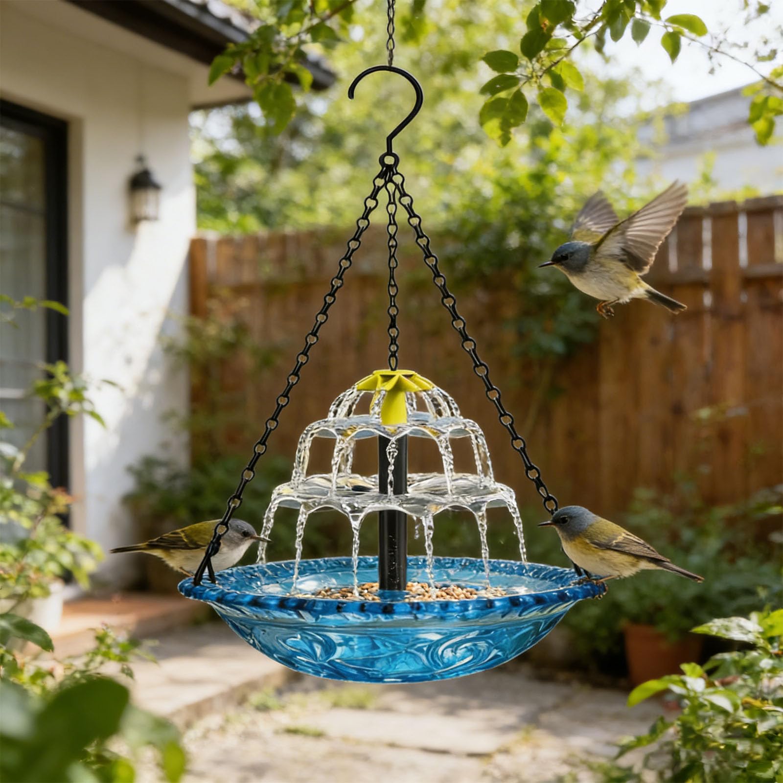 Sichtbare Solar-Wasserversorgung für Vögel mit 3 Meter langem Kabel und platzsparender Hänge-Solar-Gartendekoration