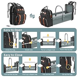 ISMGN Diaper Bag Backpack with Changing Station, Large Diaper Bag, Baby Bag, Multifunctional Diaper Bag, Black