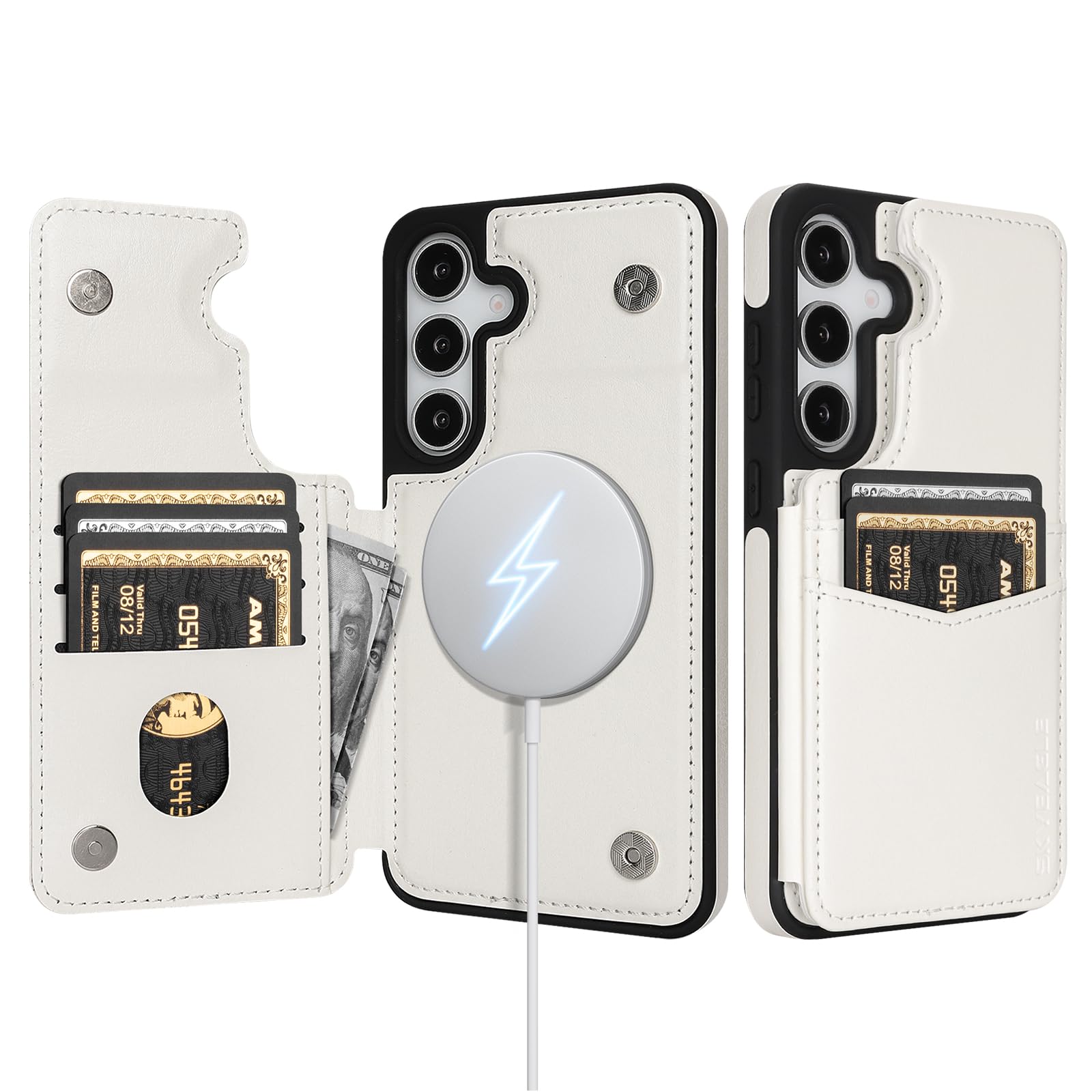 SkyEagle Compatible with Magsafe for Samsung Galaxy A16 Wallet Case with Card Holder,Women Men Phone Case PU Leather Kickstand Flip Protective Cover