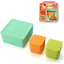 Silicone Dips Containers Compatible with OmieBox, 3 Pack Salad Dressing Container To Go for Most Bento Lunch Box, Small Snack Condiment Container with Lids for kids 4oz+4oz+16oz