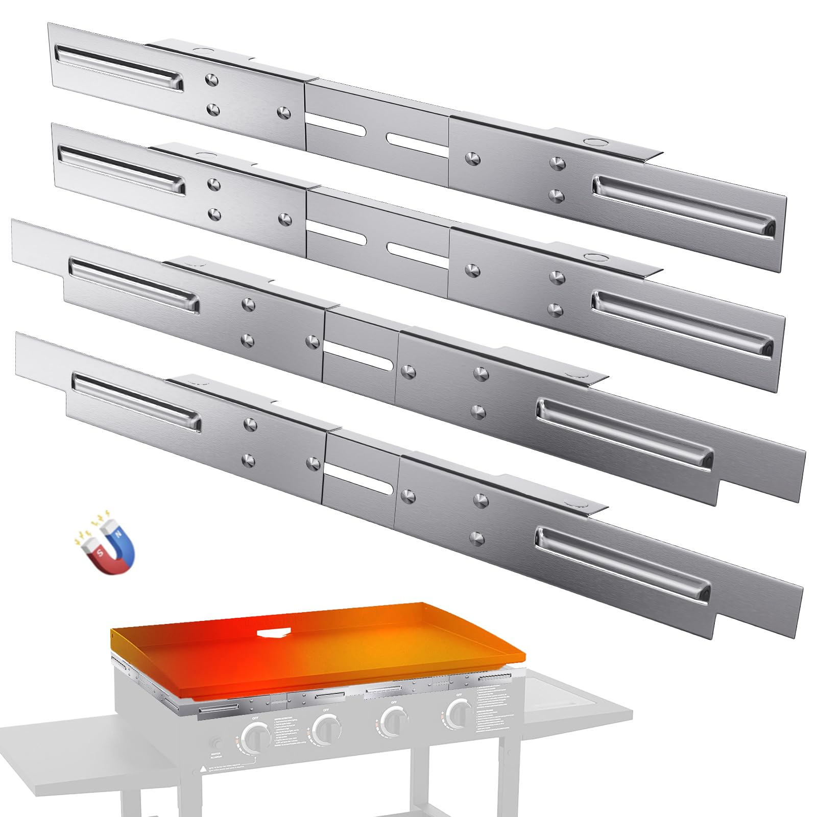 Upgraded Magnetic Wind Guards for Blackstone Griddle 36 Inch, Stainless Steel Wind Shield Screens to Protect Flame Hold Heat Compatible with Blackstone Griddle Accessories Gas Grill Hood Side Shelf