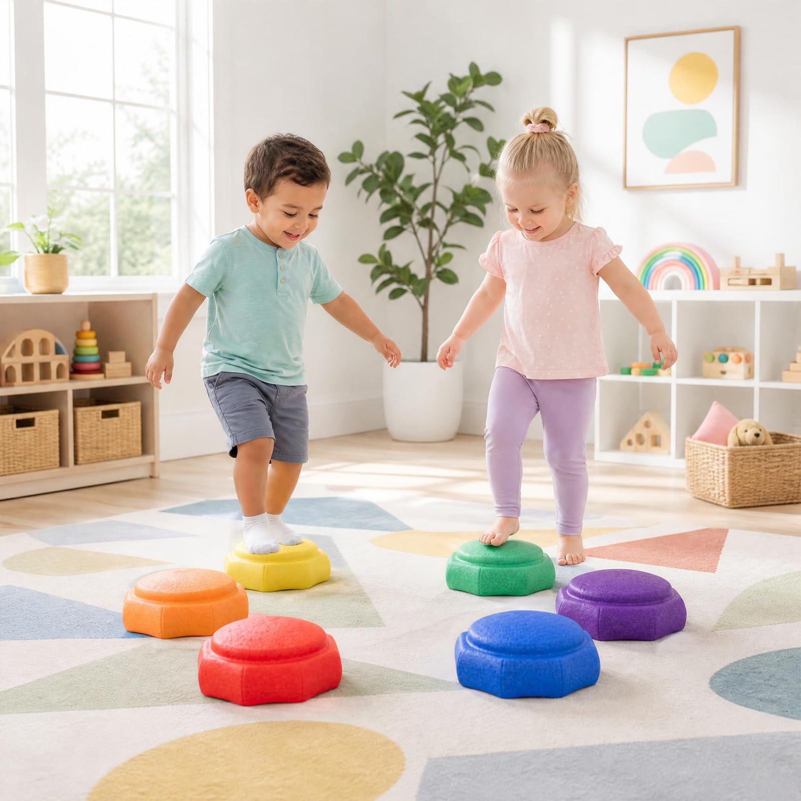 GOPLUS Piedras de Equilibrio para Niños 3+ Años, Carga 80 kg, Multicolor