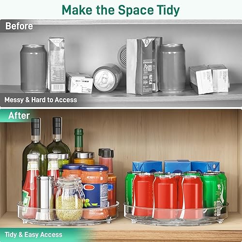 Miniatura 5 de Paquete de 3 organizadores Lazy Susan, tocadiscos Lazy Susan de 9.5 pulgadas para gabinete, organizador de refrigerador para organizadores y