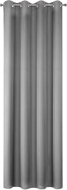Eurofirany Smooth Matt 8 Eyelets Soft Curtain Pack of 1 Modern Simple Bedroom Children's Living Room, Polyester Fabric, Steel Grey, 140 x 250cm