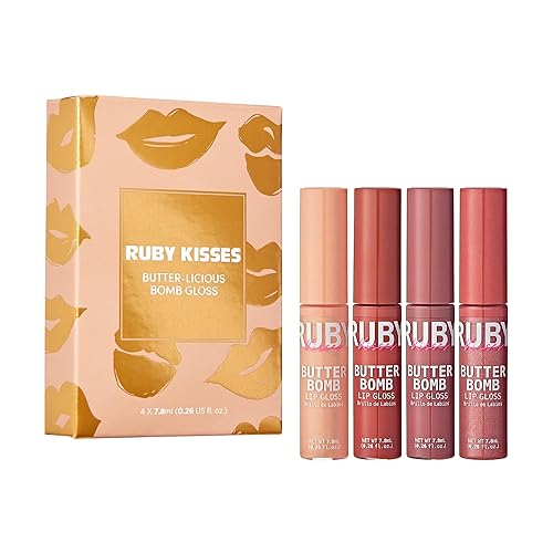Ruby Kisses Brillo de labios Butter Bomb Gloss Brillo de labios no pegajoso Vitamina E Maquillaje de labios natural nude, 0.3 fl oz (0.26 US fl oz)