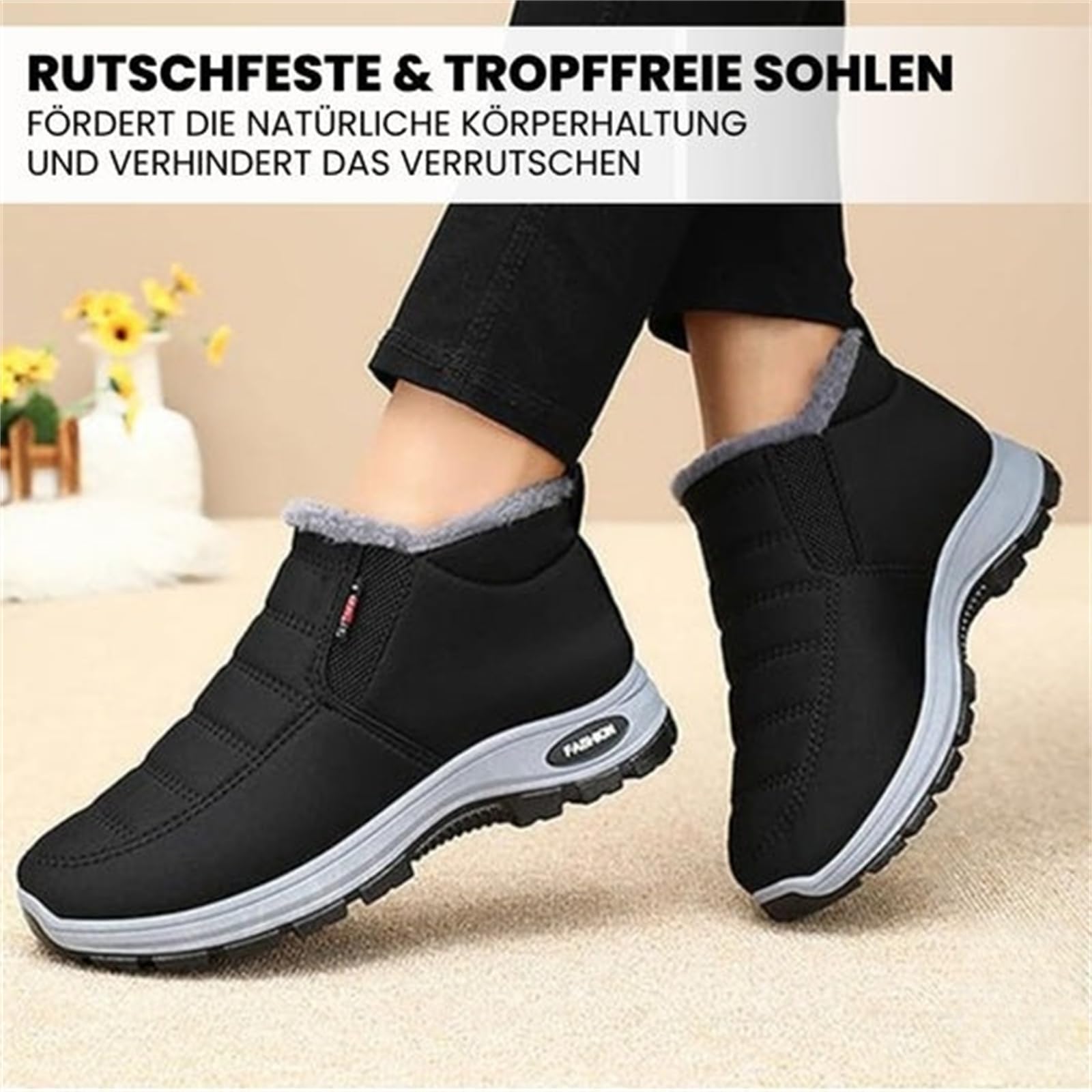 OrthoWinter - ergonomische, wasserdichte, isolierte Schuhe für Herbst und Winter Wasserdichte und isolierte Damen Schneestiefel aus Kunstleder Stilvolles Winter-Schuhwerk