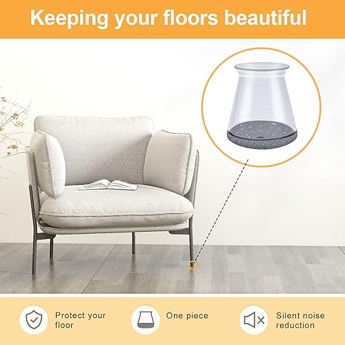 Miniatura 43 de 16 protectores para patas de silla para suelos de madera dura, Almohadillas de fieltro de silicona, antideslizantes, Fundas de patas de mesa