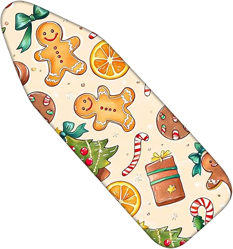 Nuxovilar Funda para tabla de planchar de poliéster de 15 x 54 pulgadas, diseño de hombre de jengibre navideño y golosinas de 15 x 54 pulgadas,