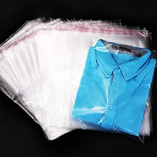 Hotop 100 bolsas de polietileno transparentes de 9 x 13 pulgadas, bolsas resellables para camisetas de celofán, bolsas adhesivas para correo para