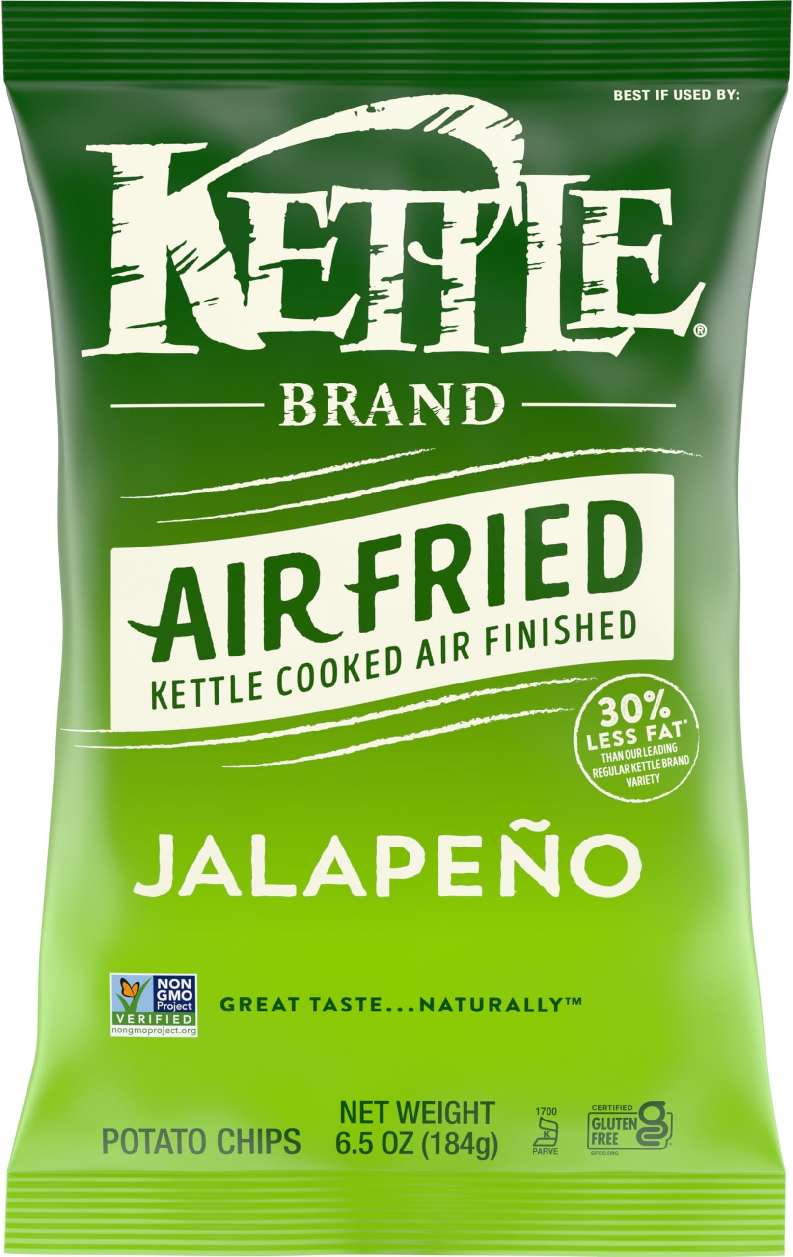 Potato Chips, Air Fried Jalapeño Kettle Chips, 6.5 Oz Bag
