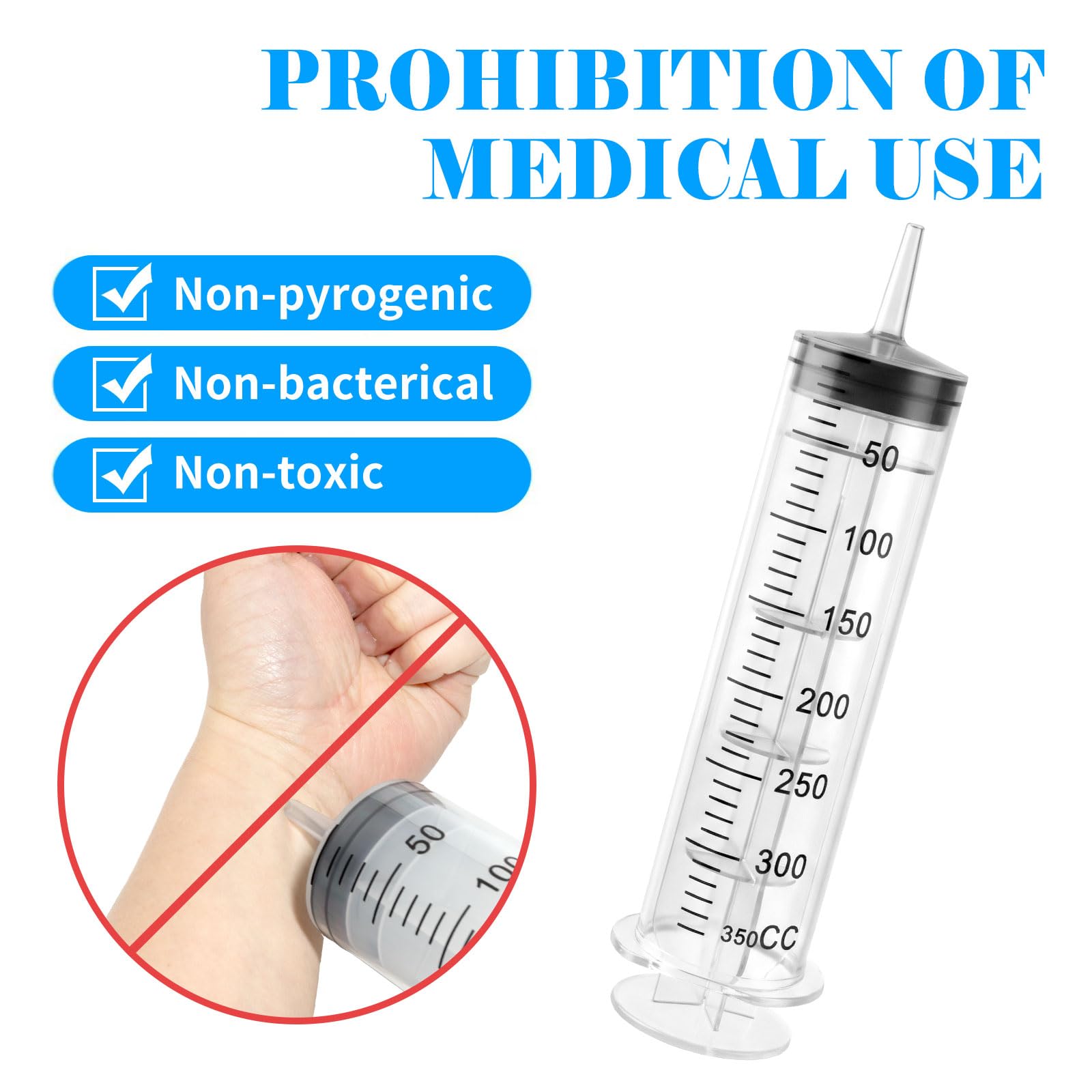 2 Piezas 350ml Jeringa de Plástico, Jeringuilla Grande con Manguera, Jeringas Sin Aguja, Reutilizables Jeringuilla Independiente para Medición, Laboratorio, Alimentación Mascotas Dispensador