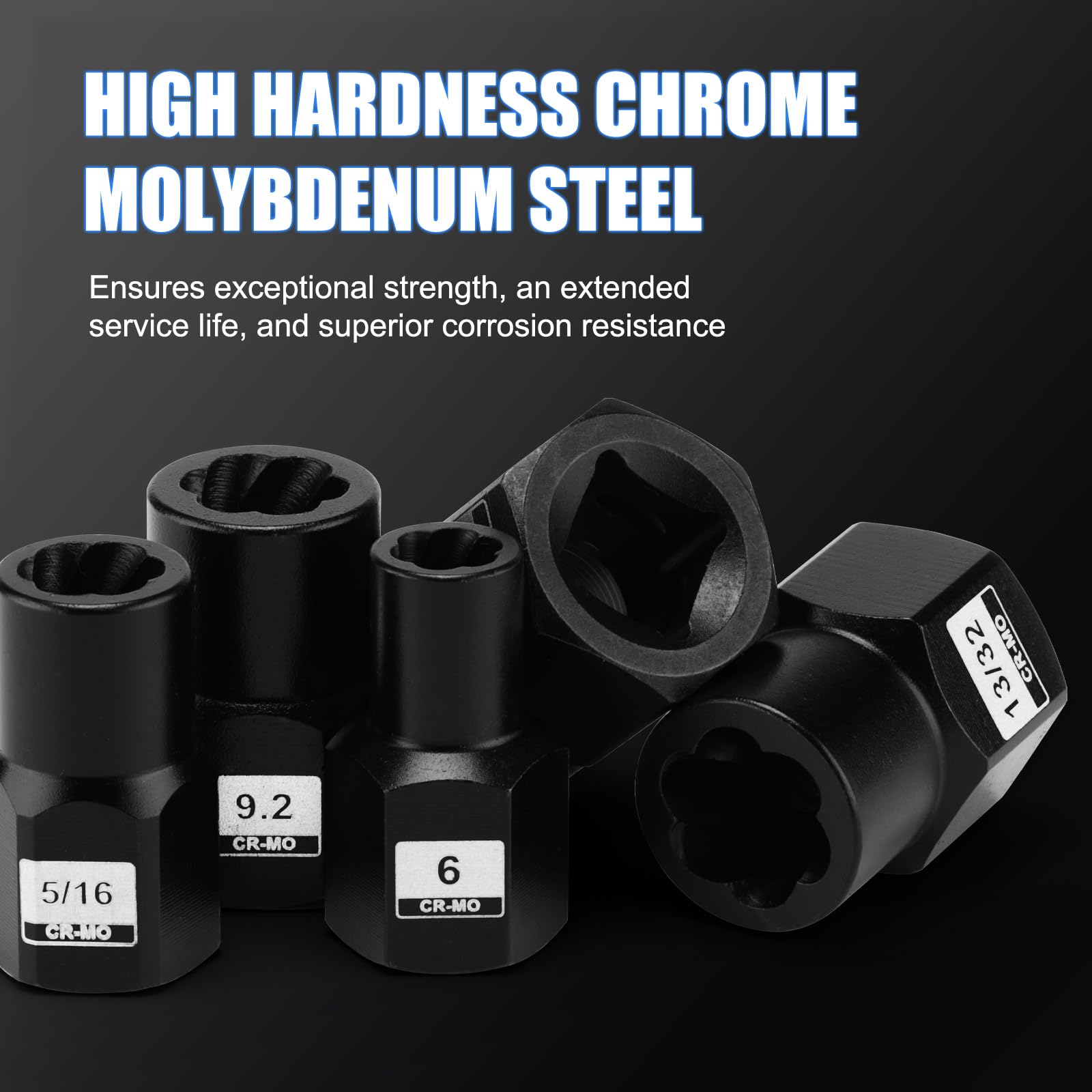 Mayouko Set di 34 pezzi per rimuovere bulloni e dadi da 1/4" e 3/8", con adattatori, set di estrattori per bulloni in acciaio CR-MO per rimuovere bulloni, dadi e viti arrugginiti danneggiati