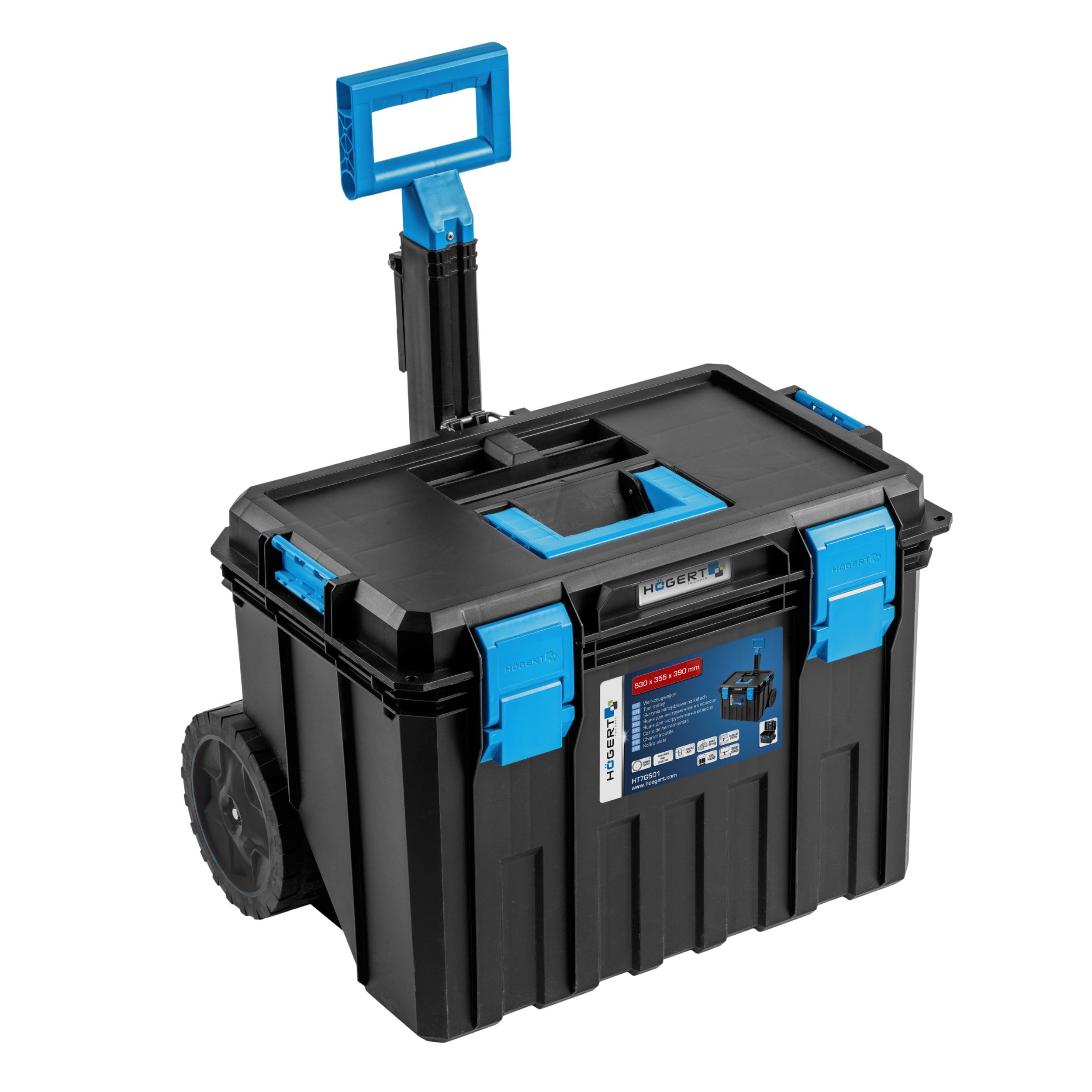 Högert Technik - Cassetta Degli Attrezzi su Ruote, Portata Fino a 50 kg, Pratica e Spaziosa, Resistente ai Danni, Antipolvere, Robuste Chiusure in ABS, Struttura Modulare - HT7G501