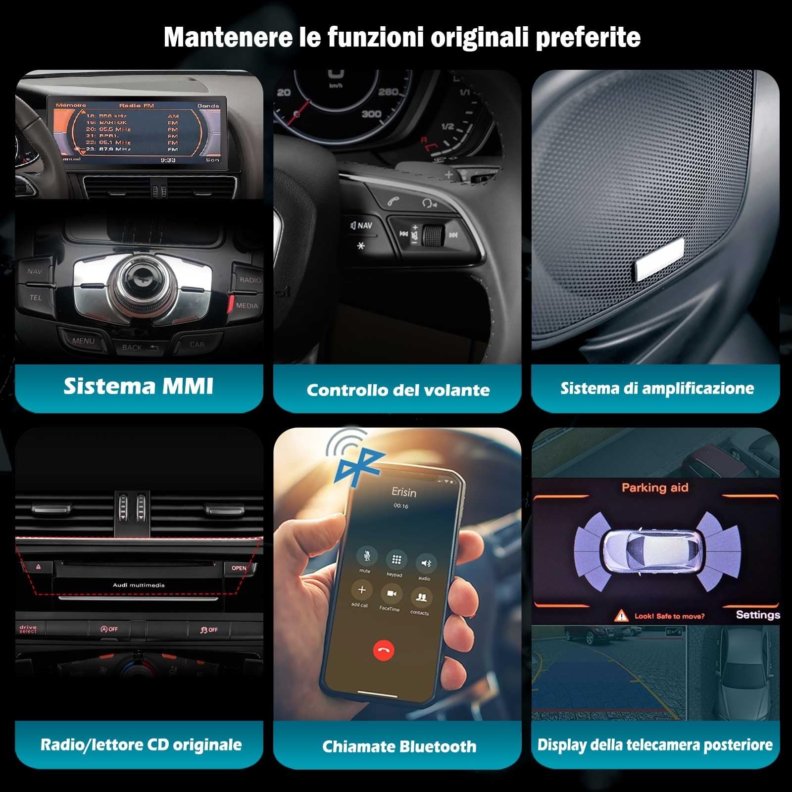 Android 16 Snapdragon 668S Autoradio dla Audi A4 A5 B8 S4 S5 RS4 RS5 z nawigacją CarPlay, Android Auto, GPS, sterowanie z kierownicy, WiFi, DSP, Dab+, Bluetooth, 4G LTE, ekran dotykowy GPS Navigator