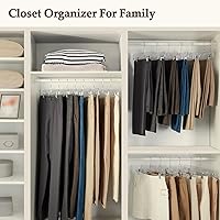 Vista 8 de HOUSE DAY Perchas para faldas transparentes con clips, percha antideslizante de plástico para pantalones con 2 clips ajustables, percha con clip