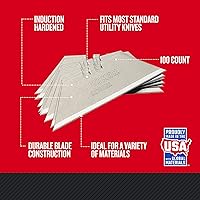 Vista 2 de CRAFTSMAN Cuchillas de cuchillo utilitario, paquete de 100, para paneles de yeso, cuero, goma y más (CMHT11921A)