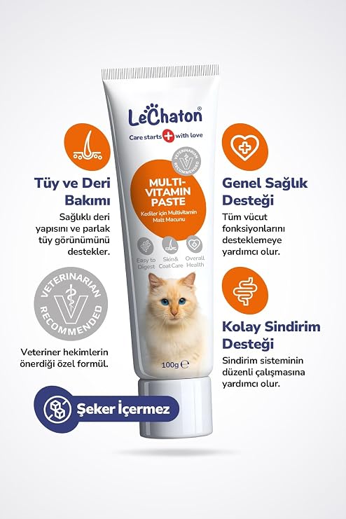Cat Multivitamin Malt Paste - Taurine Biotin Cat Malt Anti-Feather - 100 gr