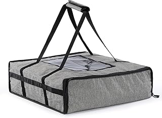 Pizzatasche,52 x 52x 15cm, Faltbar Isoliert Cooler Bag Thermo Pizza Liefertasche für Takeaway kalte und warme Speisen, Pizza, Restaurant, Uber Eats Grau